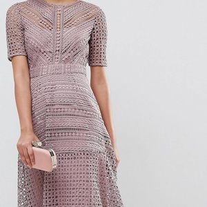 ASOS Dusty Rose Lace Midi Dress
